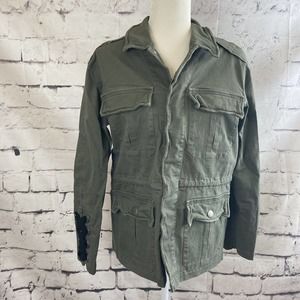 Olivaceous Jacket Olive Green Lace Up Back Cotton Blend Size S/M Women’s